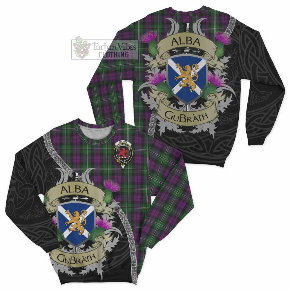 Tartan Vibes Clothing Wilson Tartan Family Crest Sweatshirt Lion Rampant Royal Thistle Shield Celtic Inspired