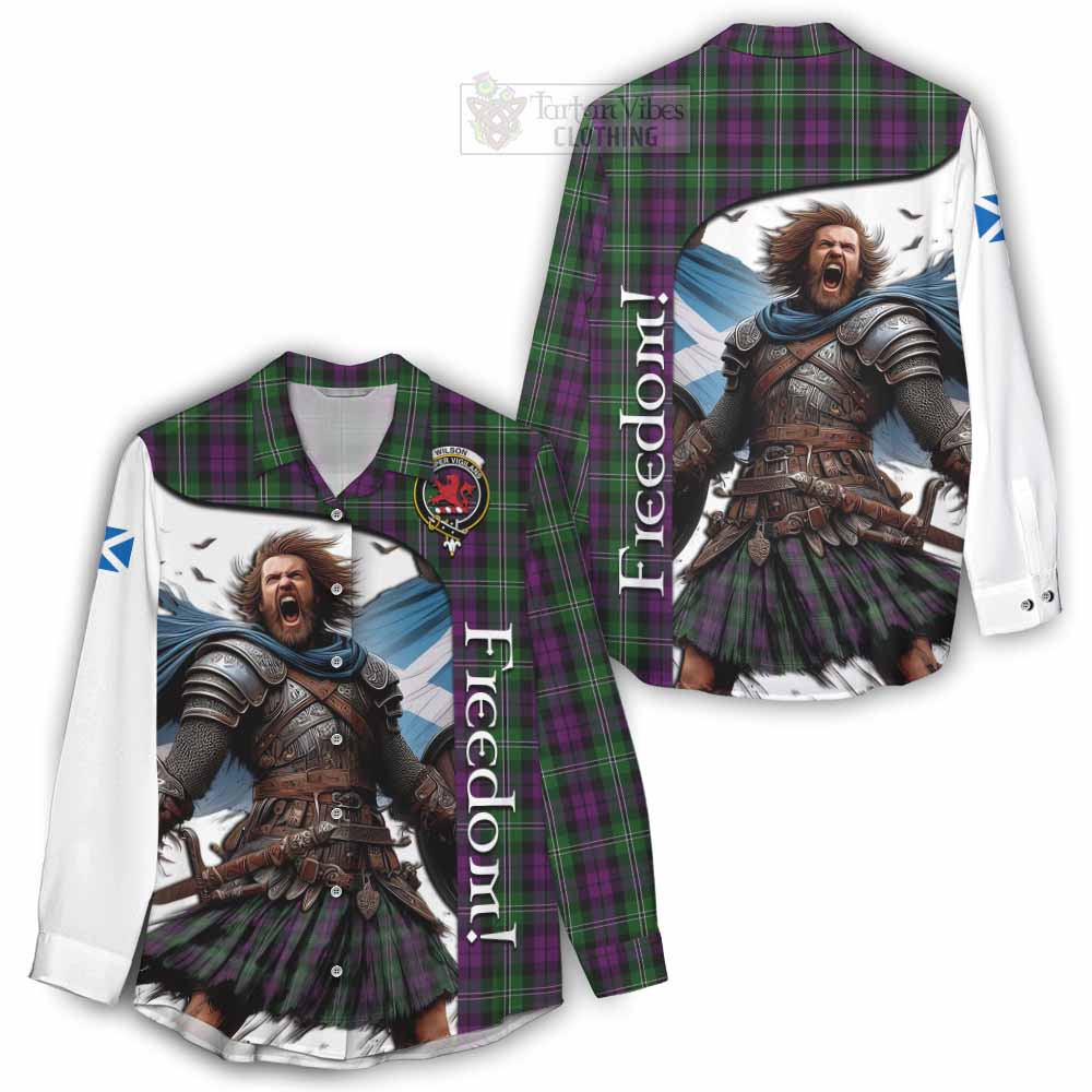 Tartan Vibes Clothing Wilson Crest Tartan Women's Casual Shirt Inspired by the Freedom of Scottish Warrior
