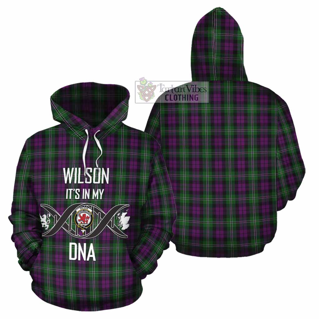 Tartan Vibes Clothing Wilson Tartan Cotton Hoodie with Family Crest DNA In Me Style