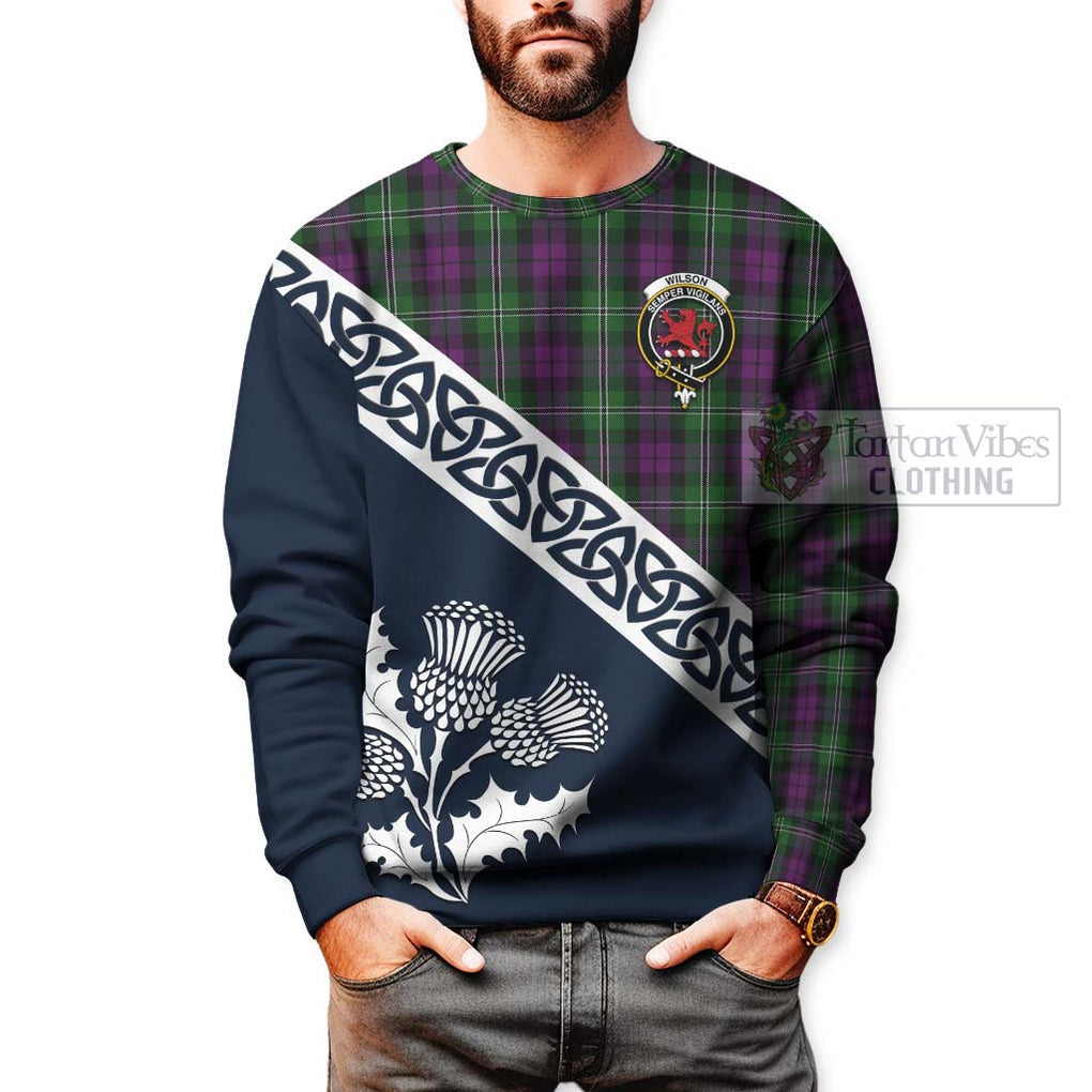 Tartan Vibes Clothing Wilson Tartan Sweatshirt Featuring Thistle and Scotland Map