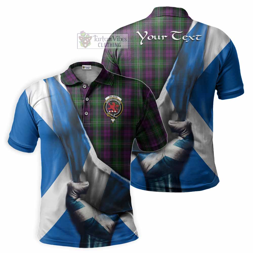 Tartan Vibes Clothing Wilson Tartan Polo Shirt with Family Crest Scotland Patriotic Style