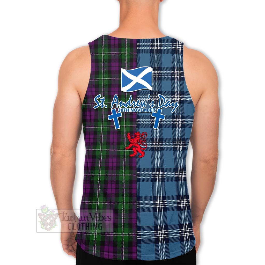 Tartan Vibes Clothing Wilson Tartan Men's Tank Top Happy St. Andrew's Day Half Tartan Style