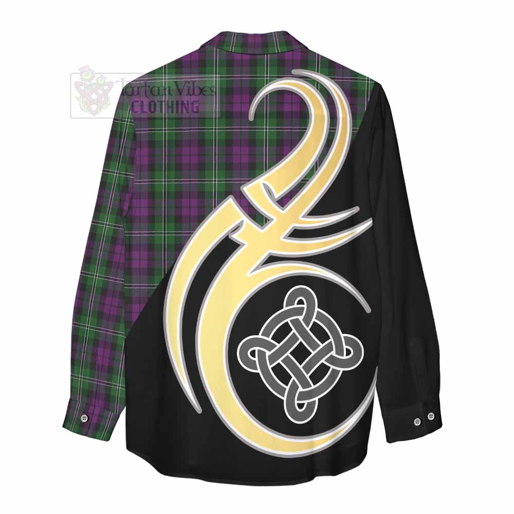 Tartan Vibes Clothing Wilson Tartan Women's Casual Shirt with Family Crest and Celtic Symbol Style