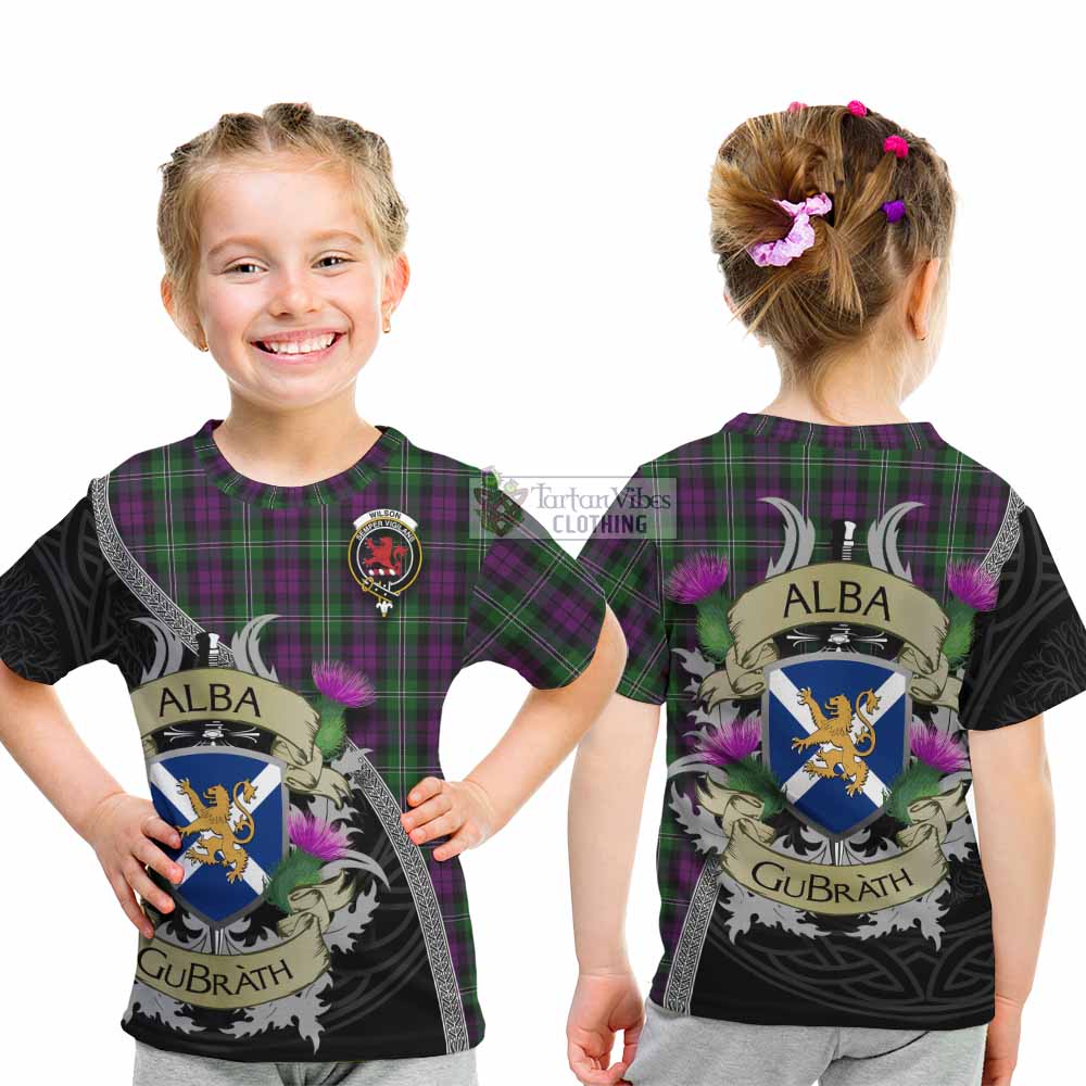 Tartan Vibes Clothing Wilson Tartan Family Crest Kid T-Shirt Lion Rampant Royal Thistle Shield Celtic Inspired