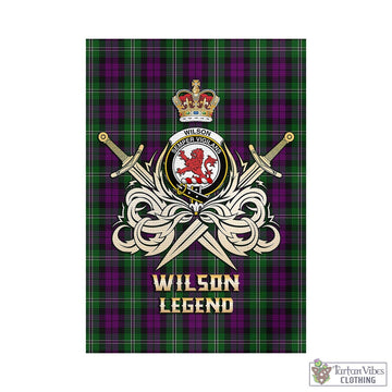 Wilson Tartan Garden Flag with Clan Crest and the Golden Sword of Courageous Legacy