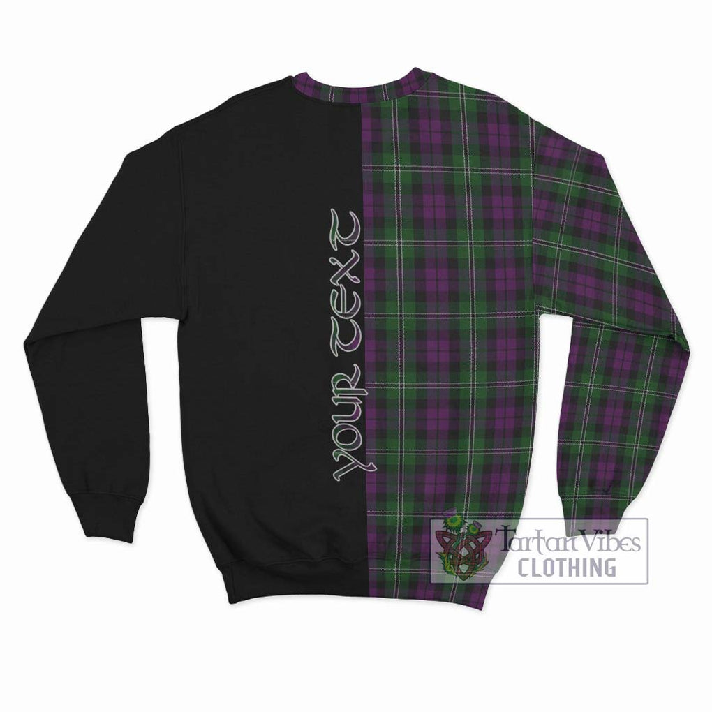 Wilson Tartan Sweatshirt with Family Crest and Half Of Me Style - Tartanvibesclothing Shop