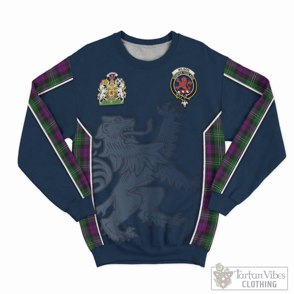 Tartan Vibes Clothing Wilson Tartan Sweater with Family Crest and Lion Rampant Vibes Sport Style
