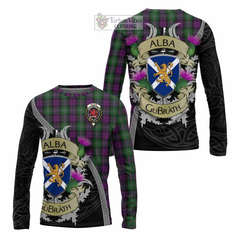 Tartan Vibes Clothing Wilson Tartan Family Crest Long Sleeve T-Shirt Lion Rampant Royal Thistle Shield Celtic Inspired