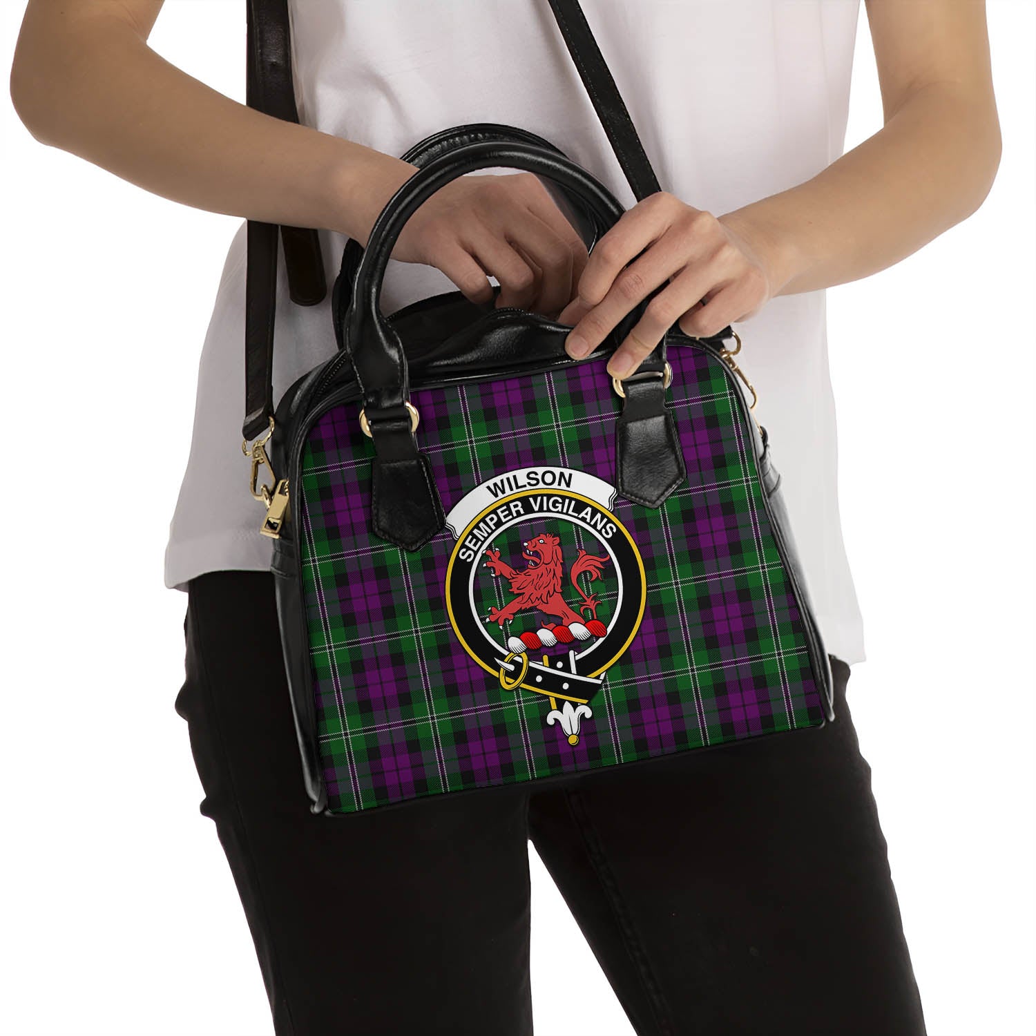 Wilson Tartan Shoulder Handbags with Family Crest - Tartanvibesclothing