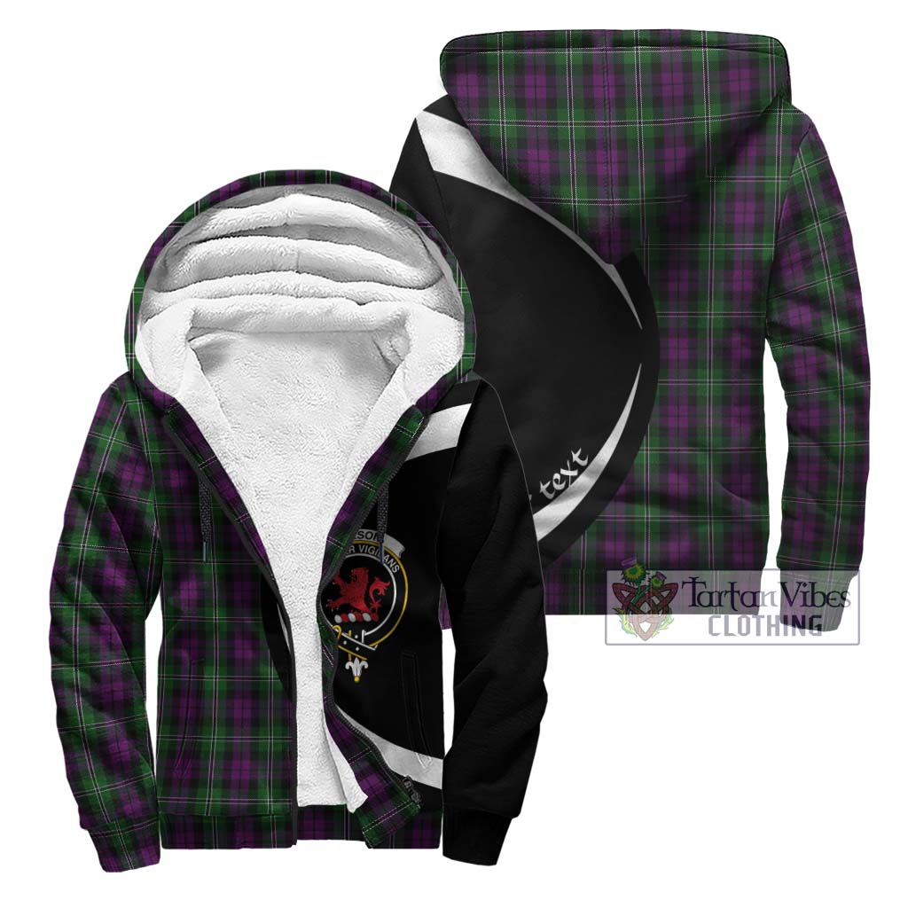Wilson Tartan Sherpa Hoodie with Family Crest Circle Style Unisex - Tartan Vibes Clothing