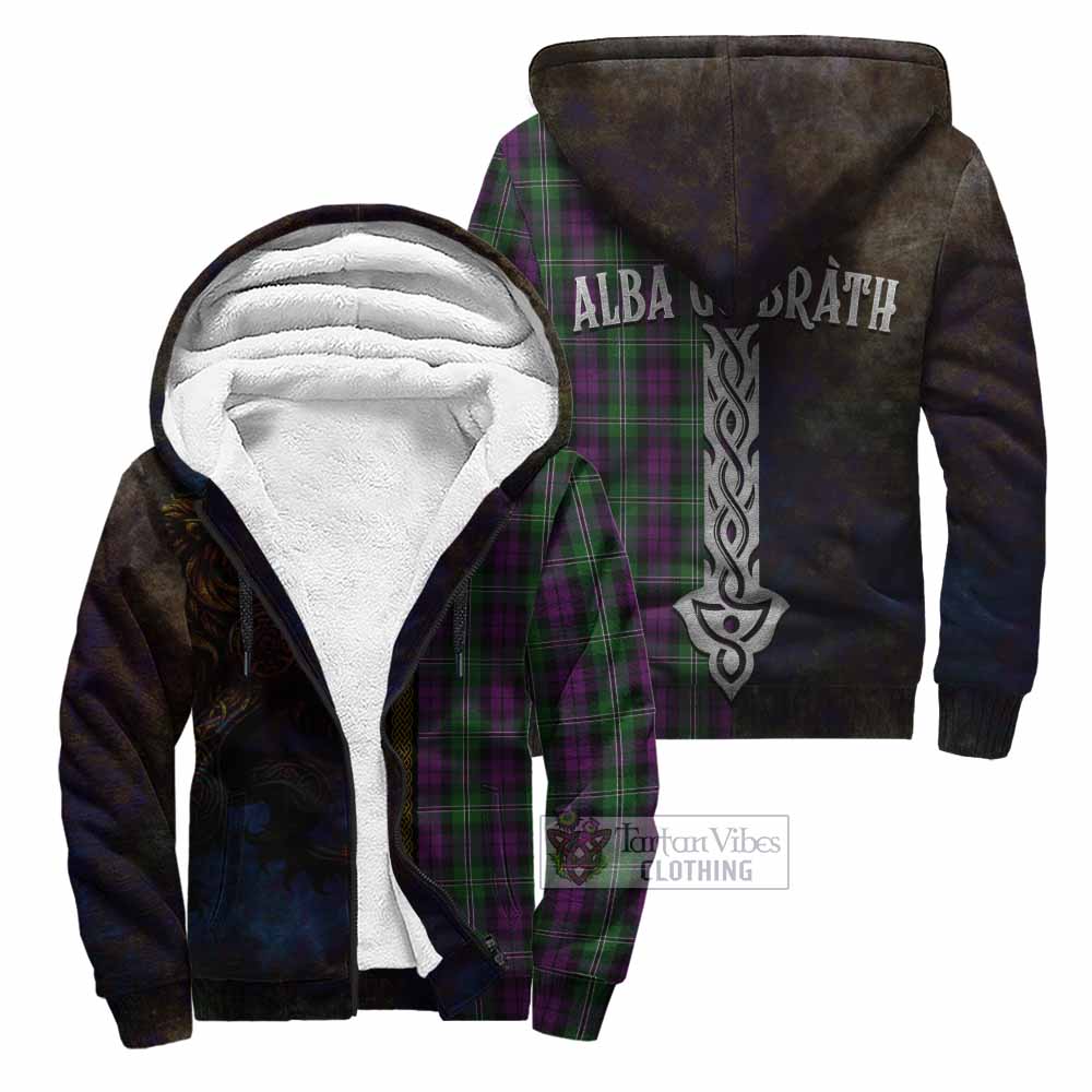 Tartan Vibes Clothing Wilson Tartan Family Crest Sherpa Hoodie Alba Gu Brath Be Brave Lion Ancient Style