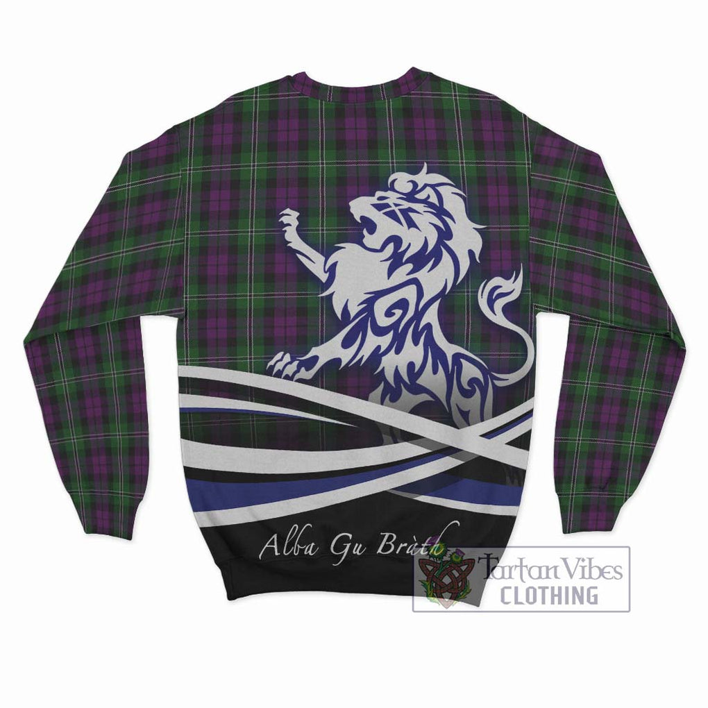 Wilson Tartan Sweatshirt with Alba Gu Brath Regal Lion Emblem - Tartanvibesclothing Shop