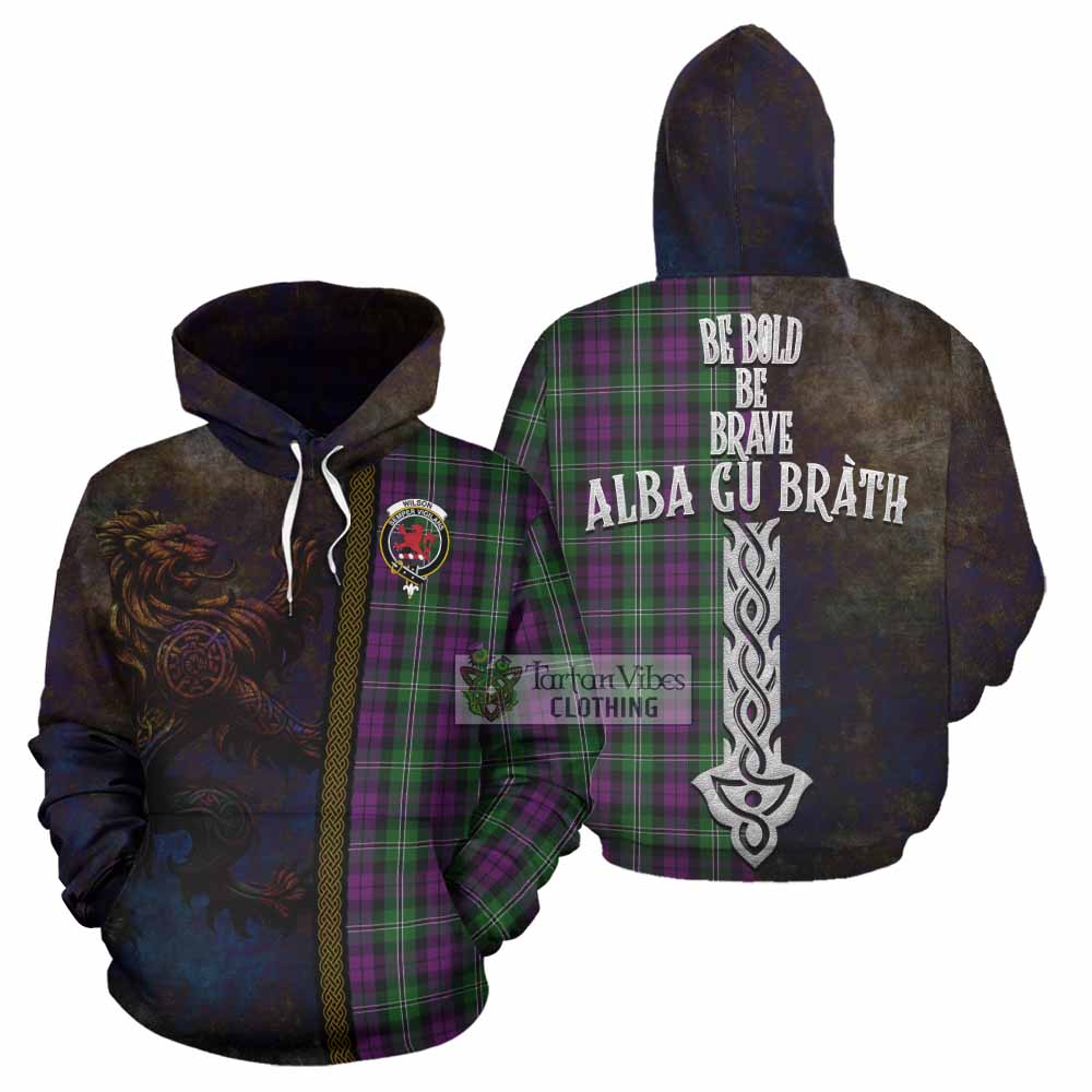 Tartan Vibes Clothing Wilson Tartan Family Crest Hoodie Alba Gu Brath Be Brave Lion Ancient Style