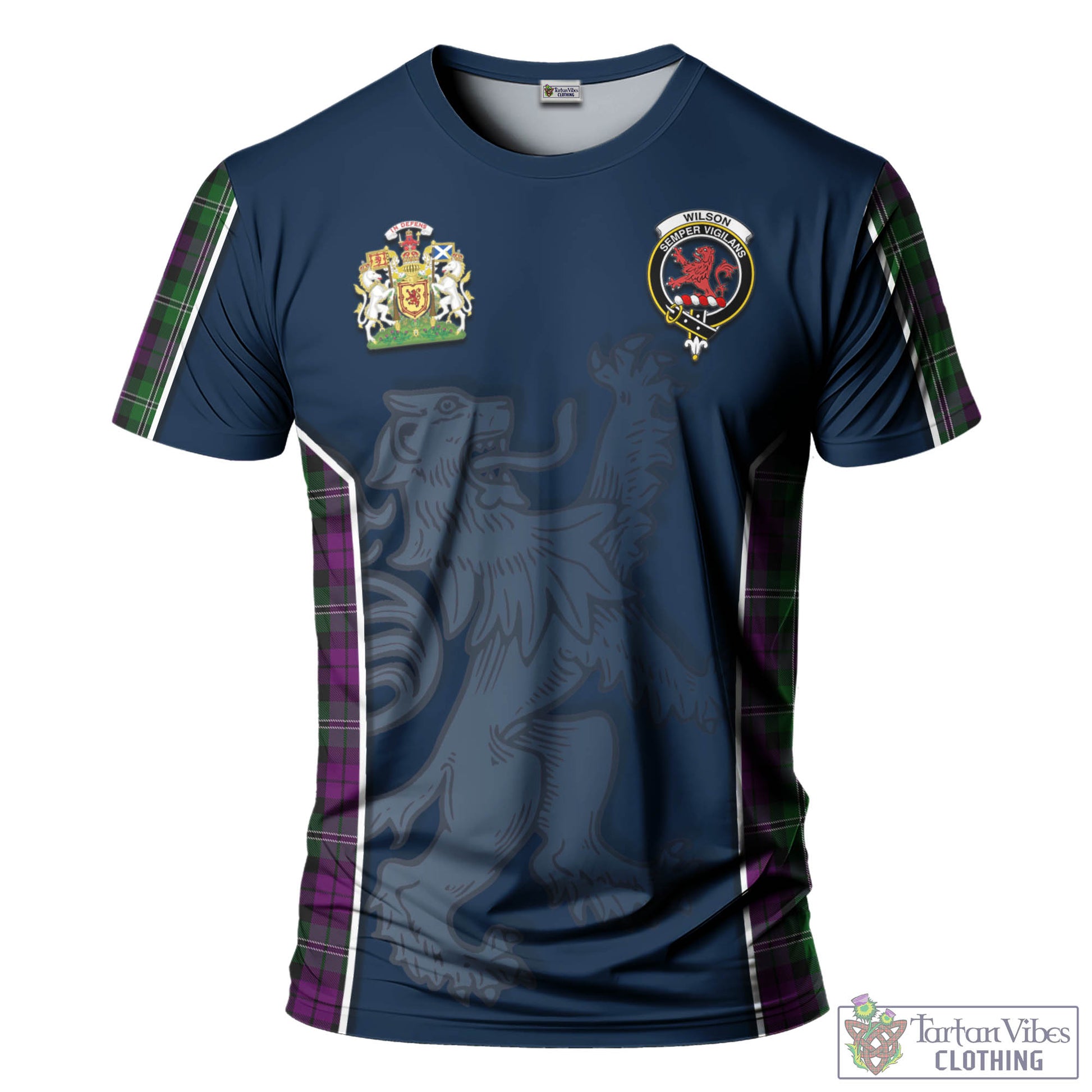 Tartan Vibes Clothing Wilson Tartan T-Shirt with Family Crest and Lion Rampant Vibes Sport Style