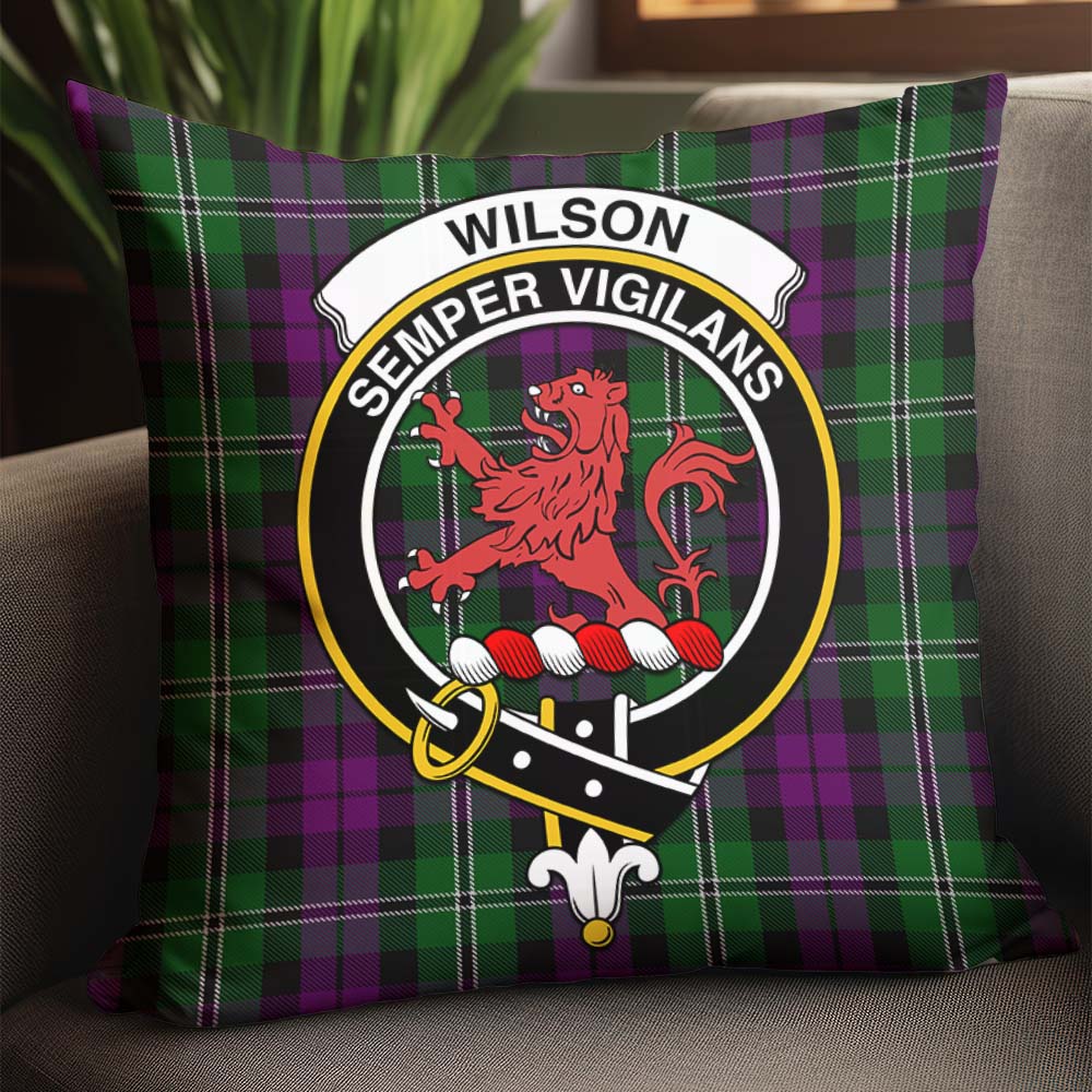 Wilson Tartan Pillow Cover with Family Crest - Tartanvibesclothing Shop