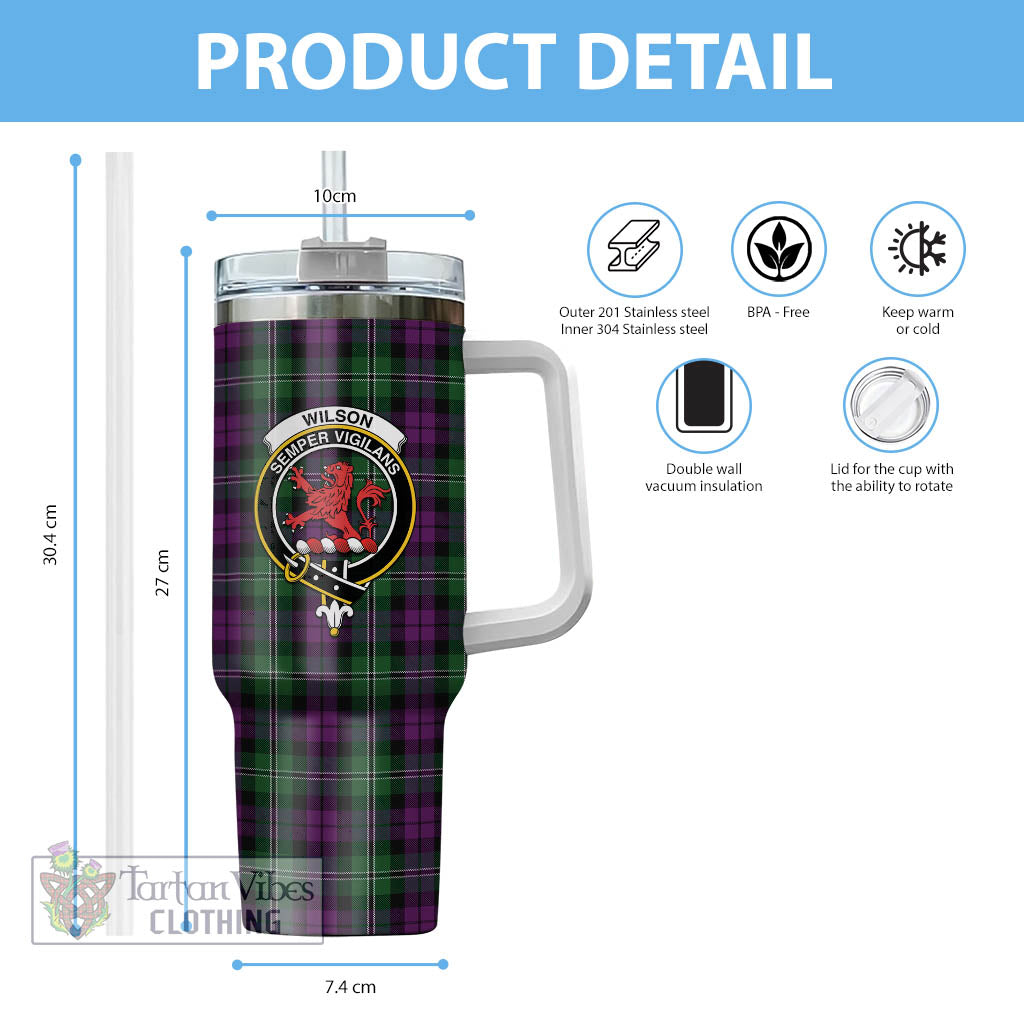 Tartan Vibes Clothing Wilson Tartan and Family Crest Tumbler with Handle