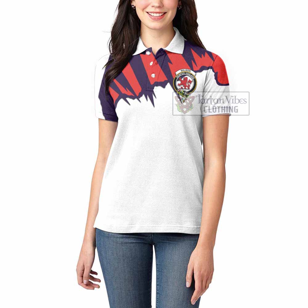 Tartan Vibes Clothing Wilson Clan Crest Women's Polo Shirt with Retro Sport Style