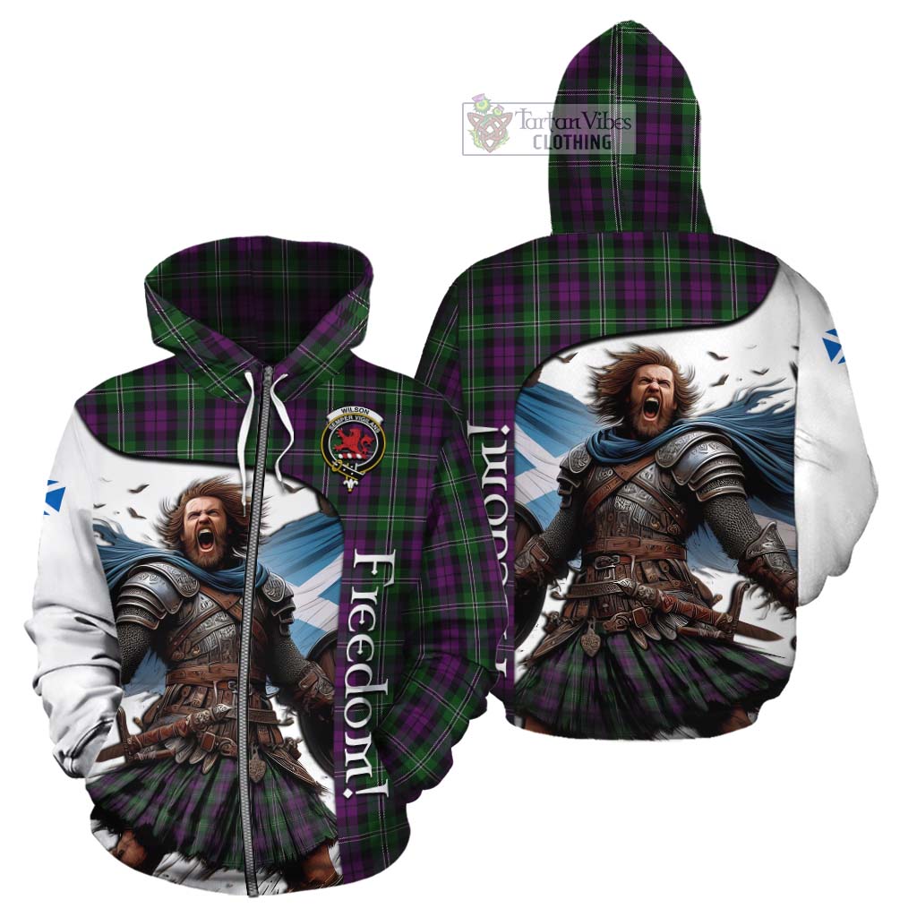 Tartan Vibes Clothing Wilson Crest Tartan Cotton Hoodie Inspired by the Freedom of Scottish Warrior