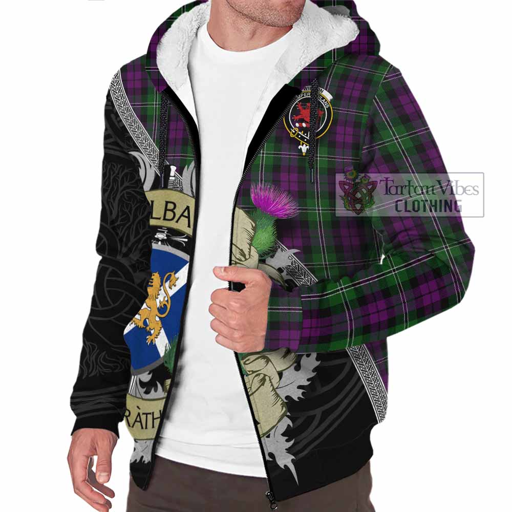 Tartan Vibes Clothing Wilson Tartan Family Crest Sherpa Hoodie Lion Rampant Royal Thistle Shield Celtic Inspired