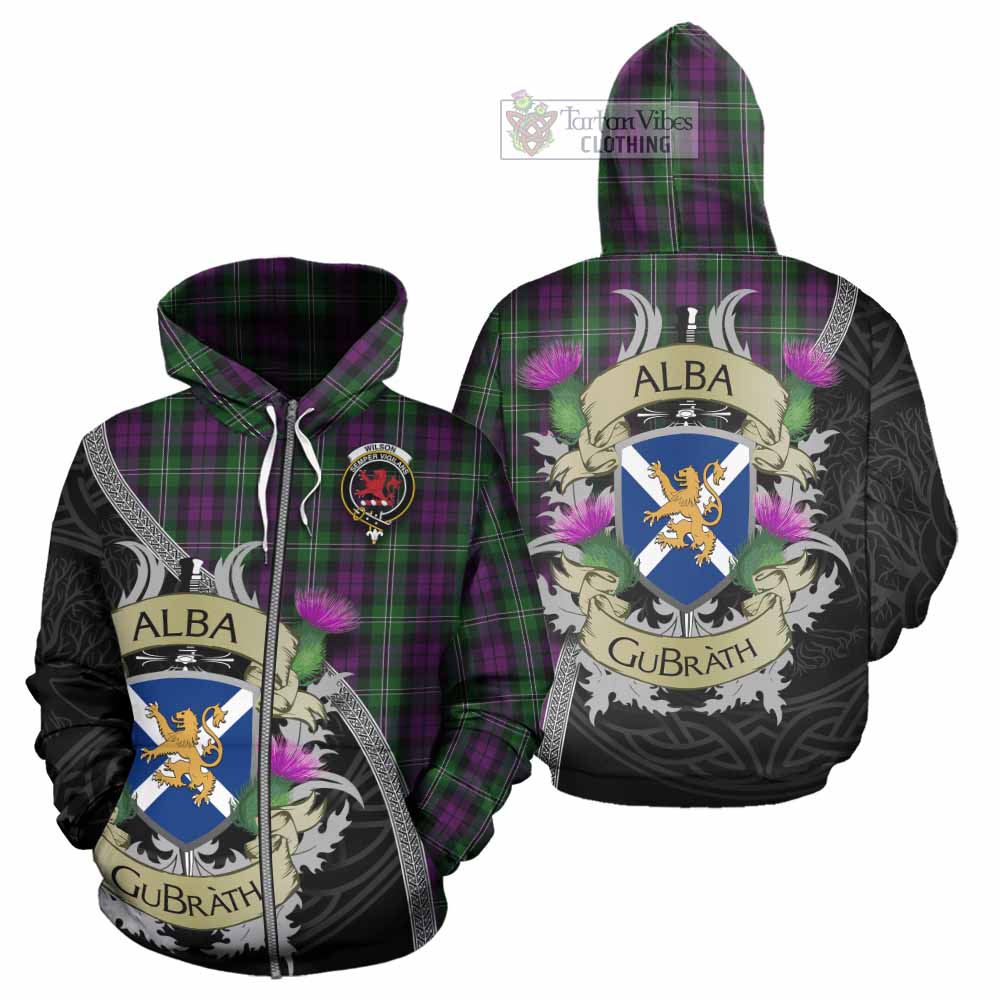 Tartan Vibes Clothing Wilson Tartan Family Crest Hoodie Lion Rampant Royal Thistle Shield Celtic Inspired