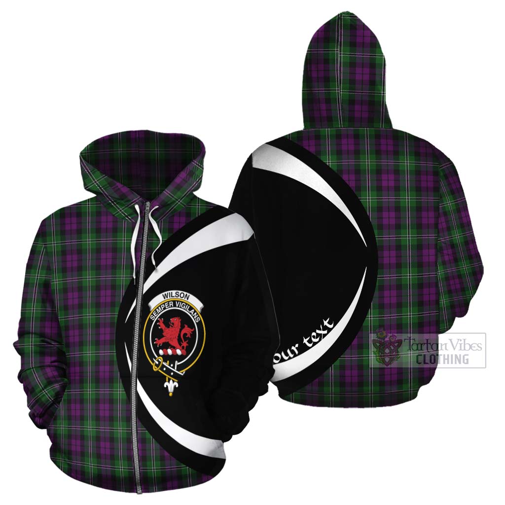 Tartan Vibes Clothing Wilson Tartan Cotton Hoodie with Family Crest Circle Style