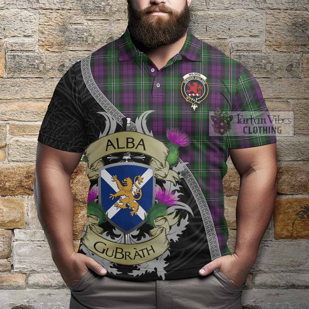 Tartan Vibes Clothing Wilson Tartan Family Crest Polo Shirt Lion Rampant Royal Thistle Shield Celtic Inspired