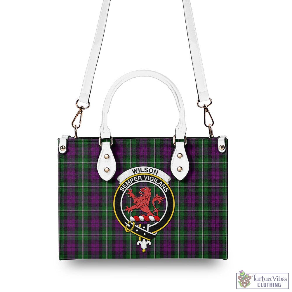 Tartan Vibes Clothing Wilson Tartan Luxury Leather Handbags with Family Crest