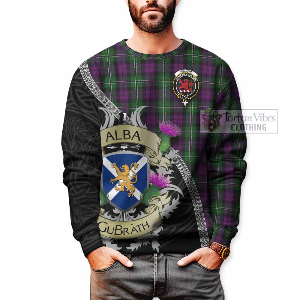 Tartan Vibes Clothing Wilson Tartan Family Crest Sweatshirt Lion Rampant Royal Thistle Shield Celtic Inspired