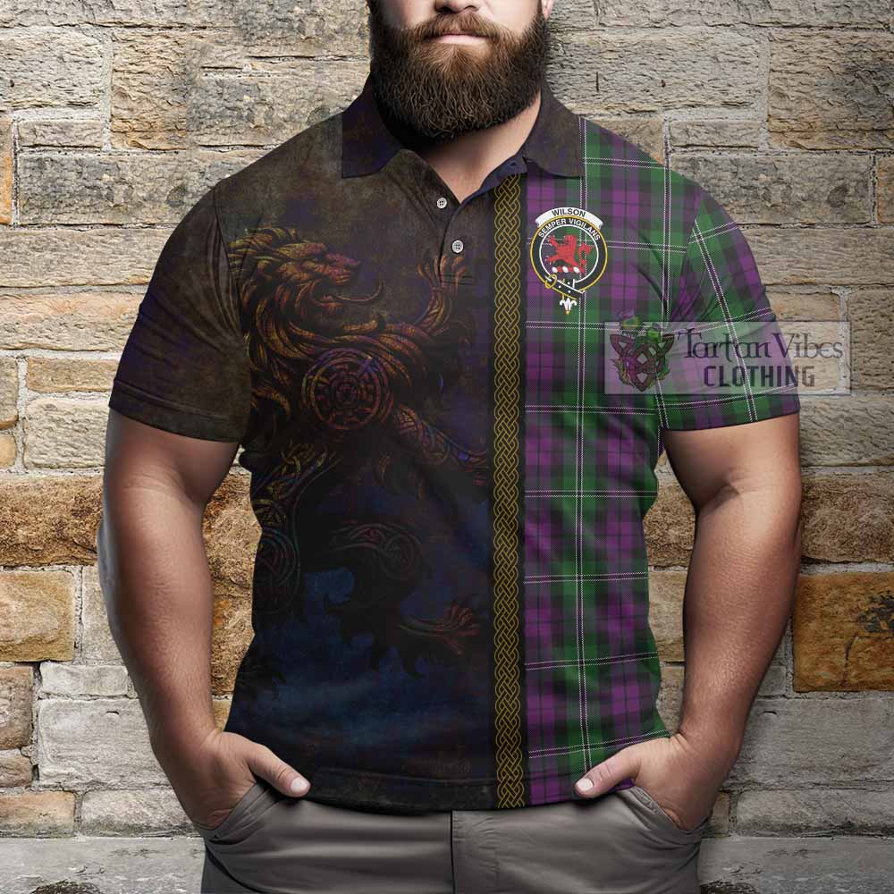 Tartan Vibes Clothing Wilson Tartan Family Crest Polo Shirt Alba Gu Brath Be Brave Lion Ancient Style