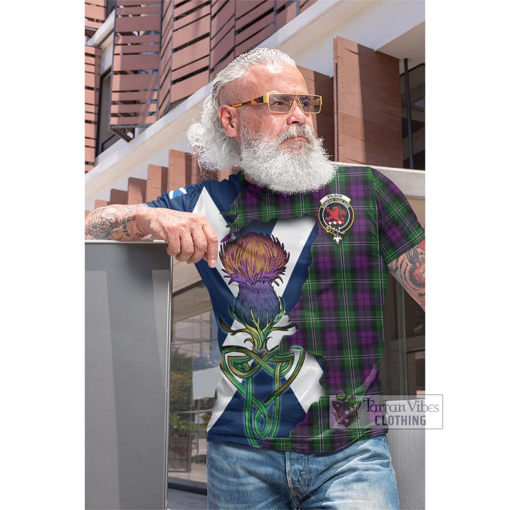 Tartan Vibes Clothing Wilson Tartan Family Crest Cotton T-shirt Scottish Thistle Celtic Inspired