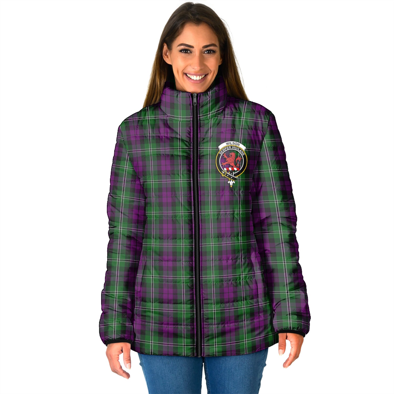 Wilson Tartan Padded Jacket with Family Crest - Tartan Vibes Clothing