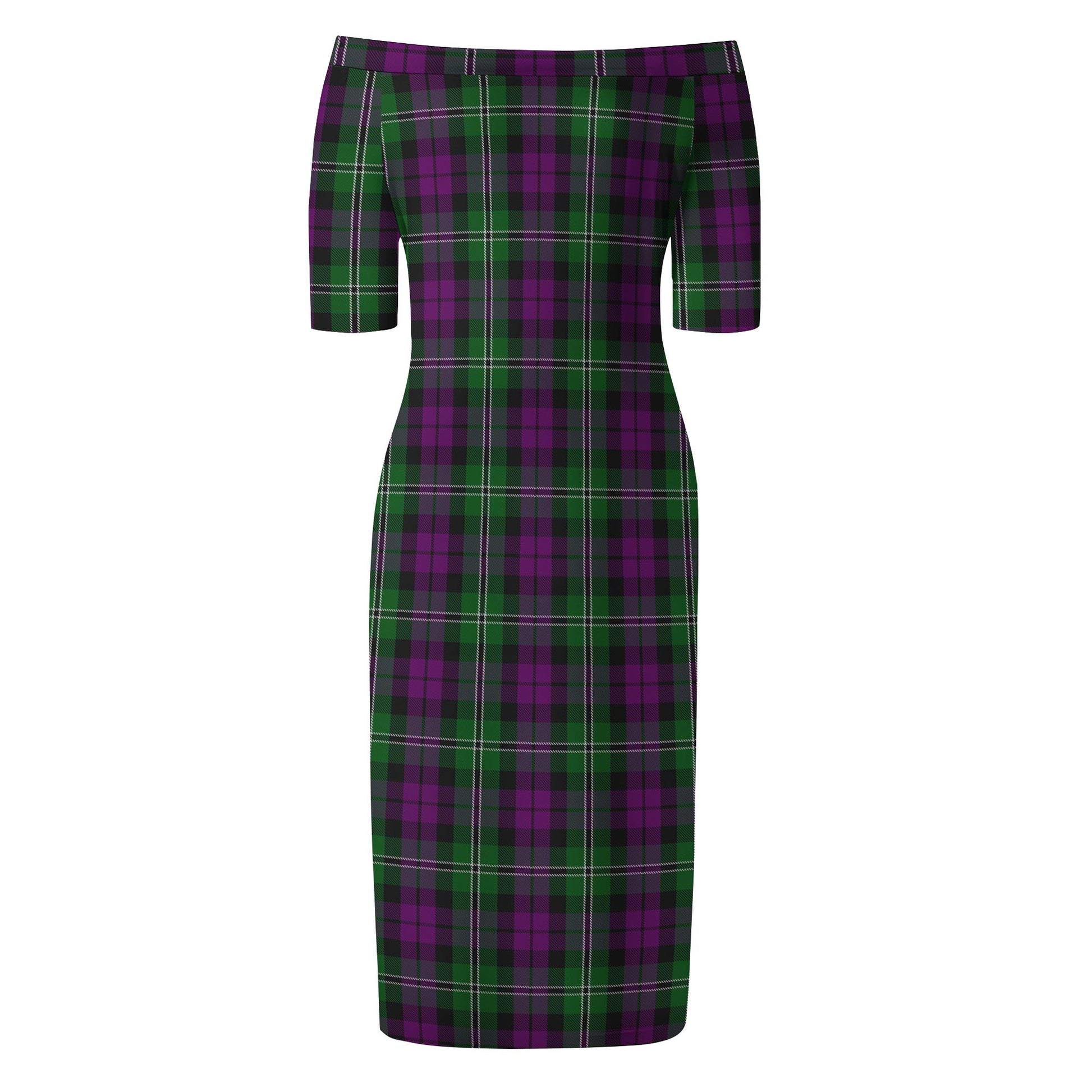 Wilson Tartan Off Shoulder Lady Dress - Tartanvibesclothing