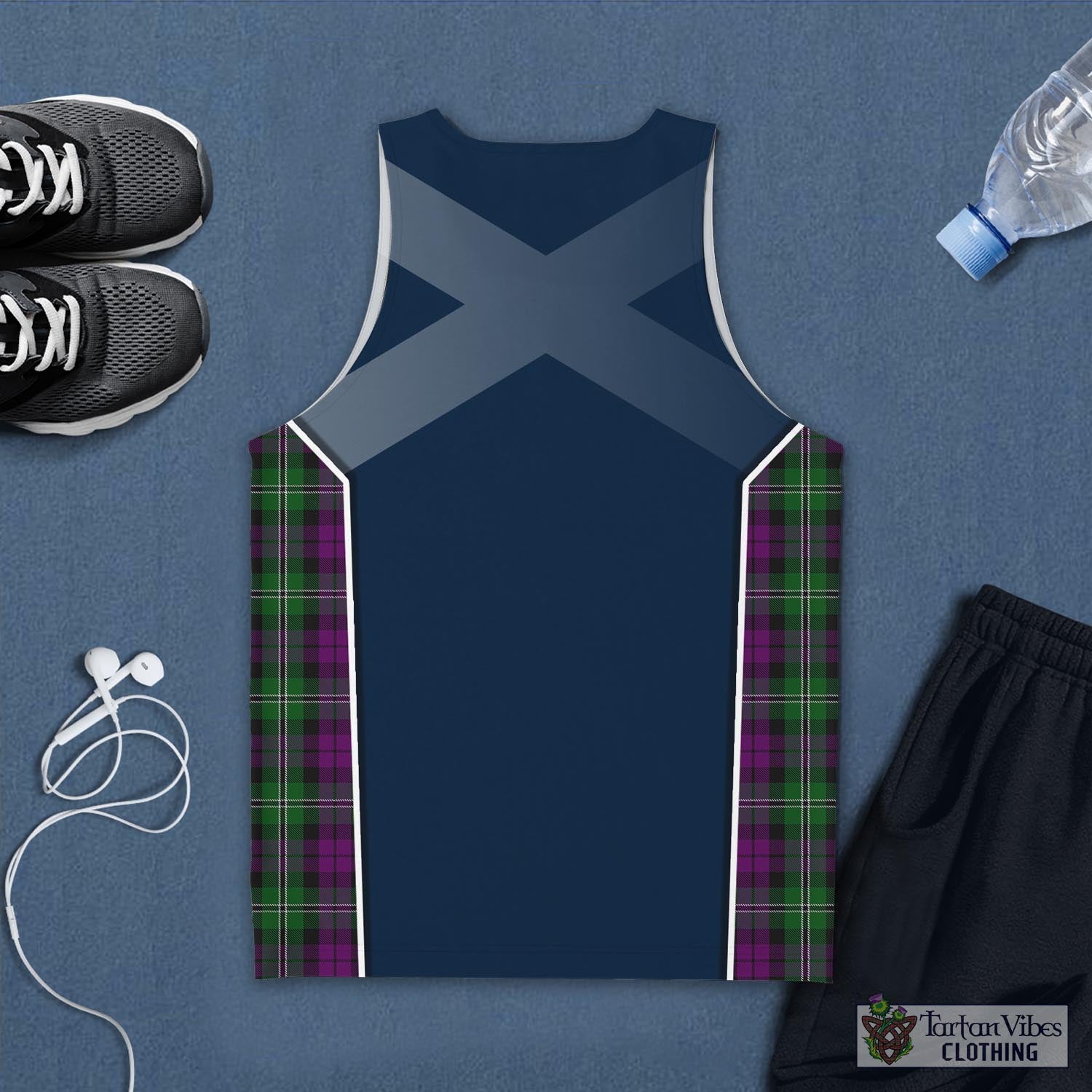 Tartan Vibes Clothing Wilson Tartan Men's Tanks Top with Family Crest and Scottish Thistle Vibes Sport Style