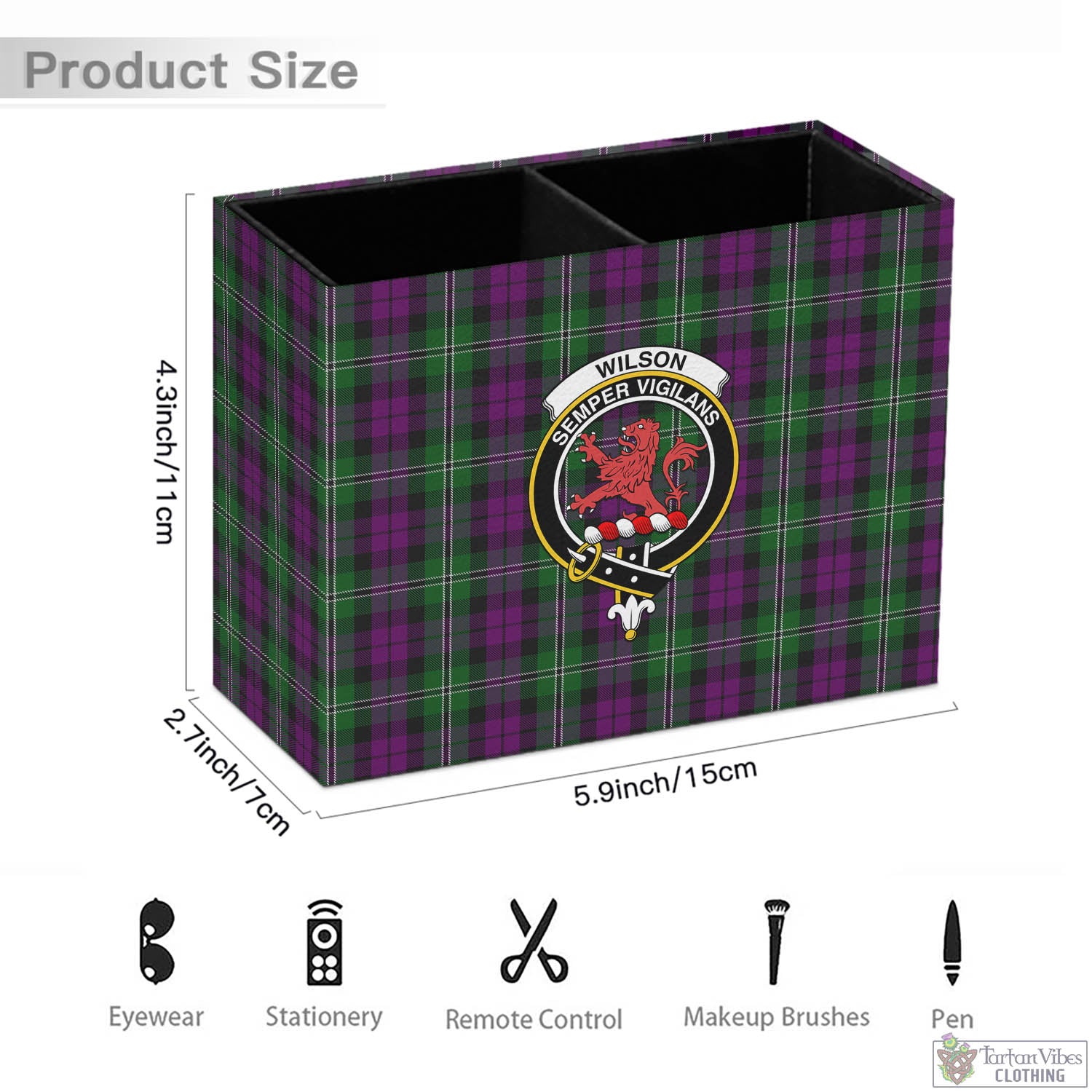 Tartan Vibes Clothing Wilson Tartan Pen Holder with Family Crest