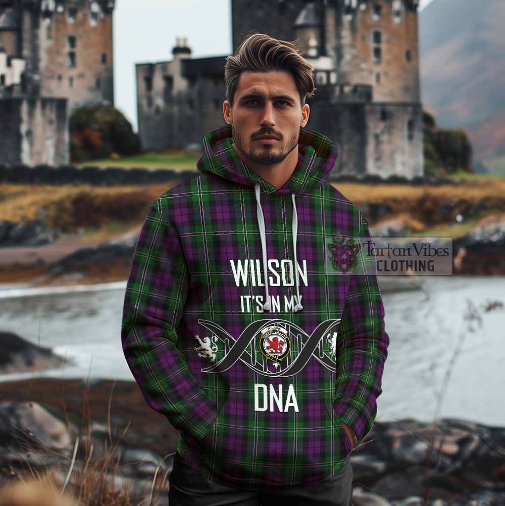 Tartan Vibes Clothing Wilson Tartan Cotton Hoodie with Family Crest DNA In Me Style