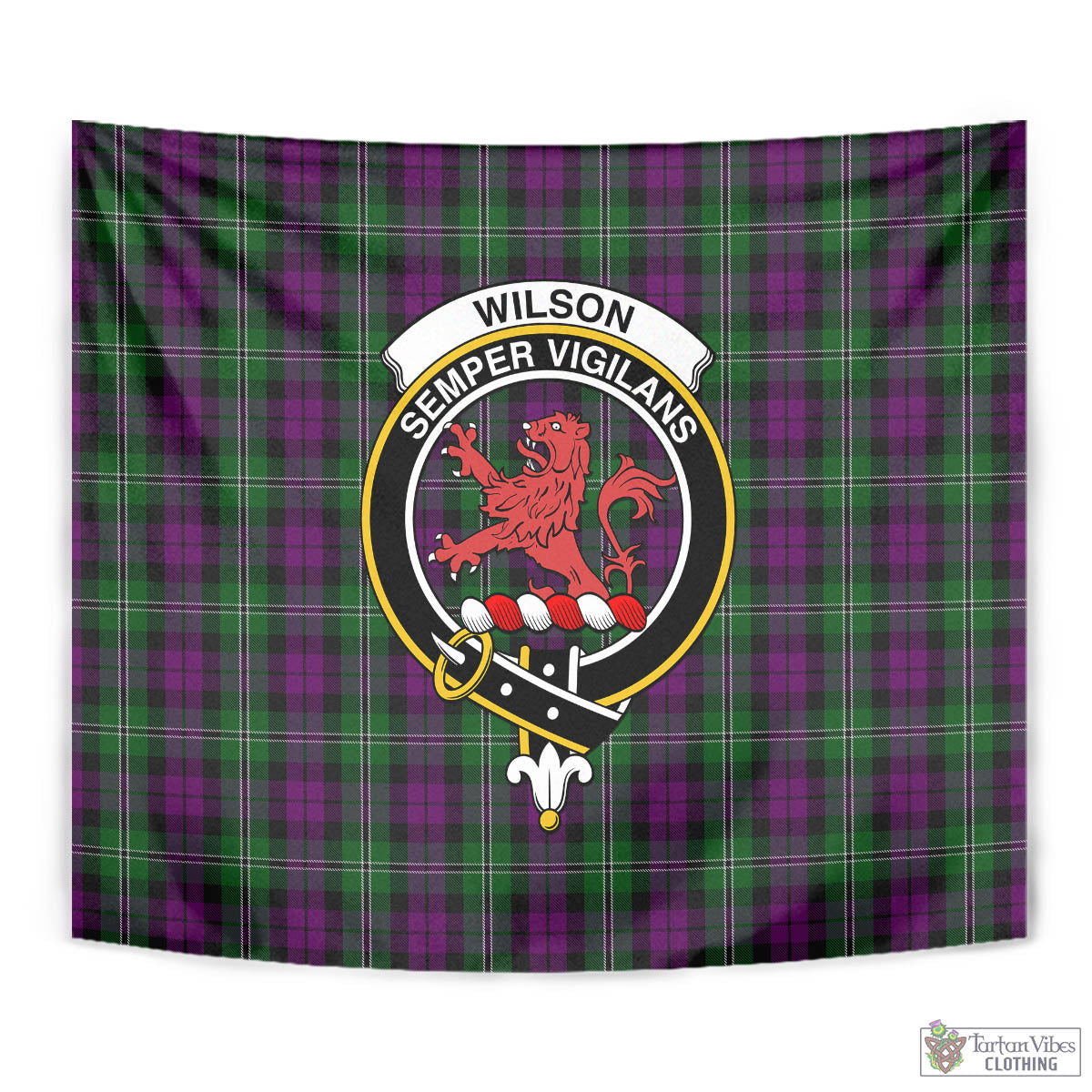Tartan Vibes Clothing Wilson Tartan Tapestry Wall Hanging and Home Decor for Room with Family Crest