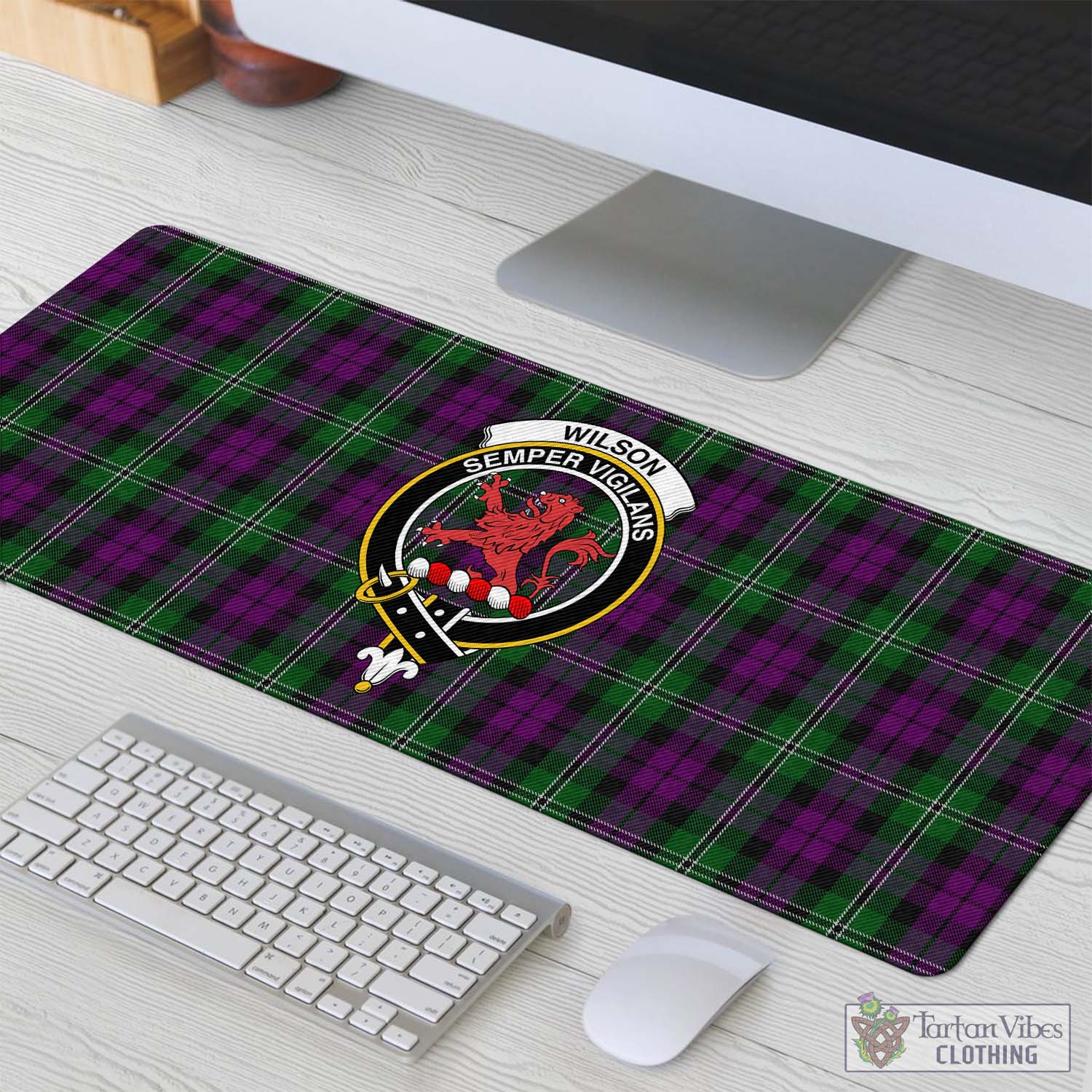 Tartan Vibes Clothing Wilson Tartan Mouse Pad with Family Crest