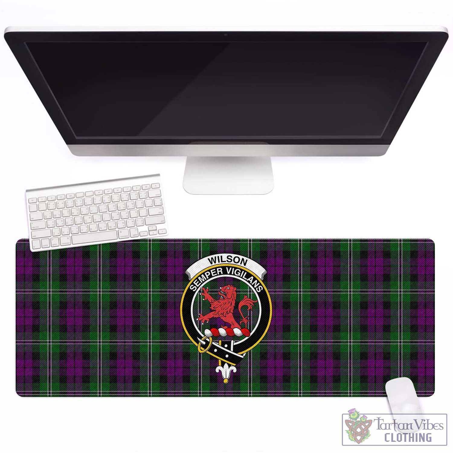 Tartan Vibes Clothing Wilson Tartan Mouse Pad with Family Crest
