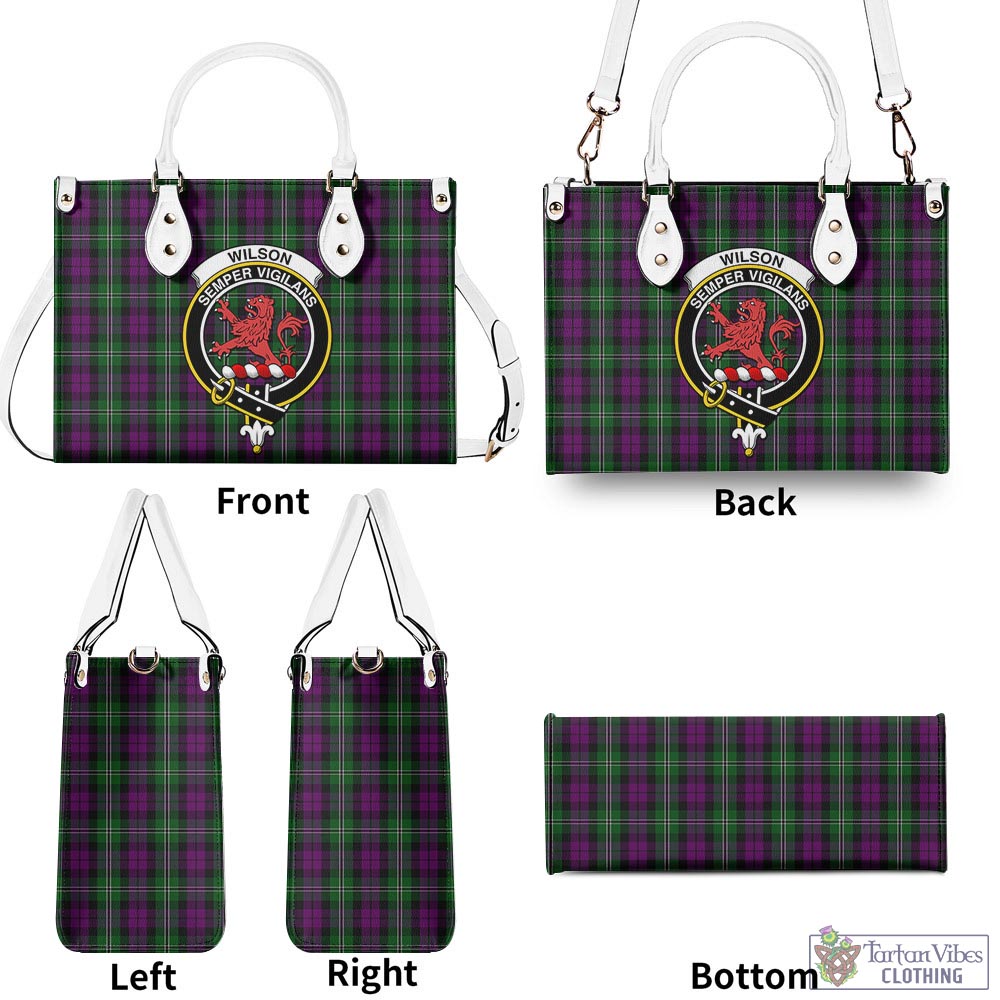 Tartan Vibes Clothing Wilson Tartan Luxury Leather Handbags with Family Crest