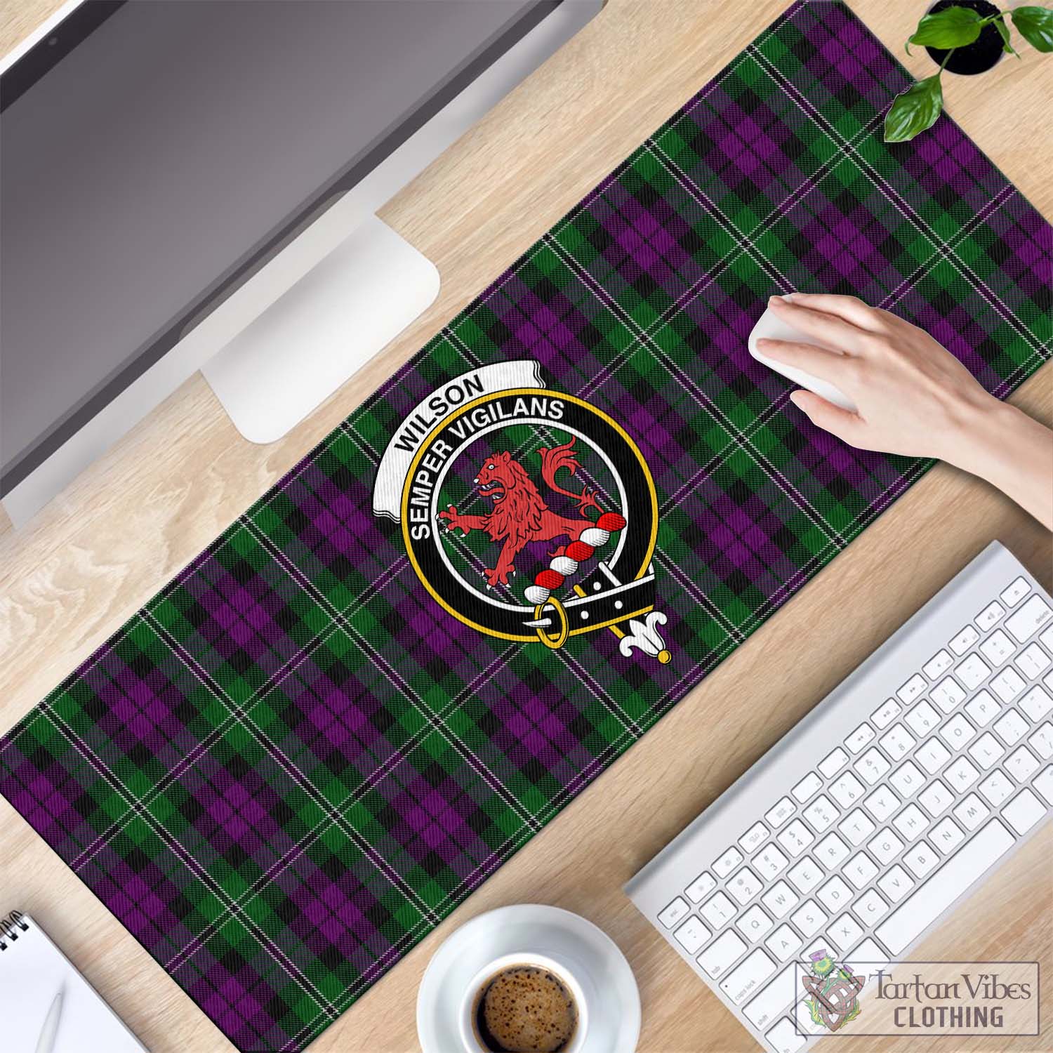 Tartan Vibes Clothing Wilson Tartan Mouse Pad with Family Crest