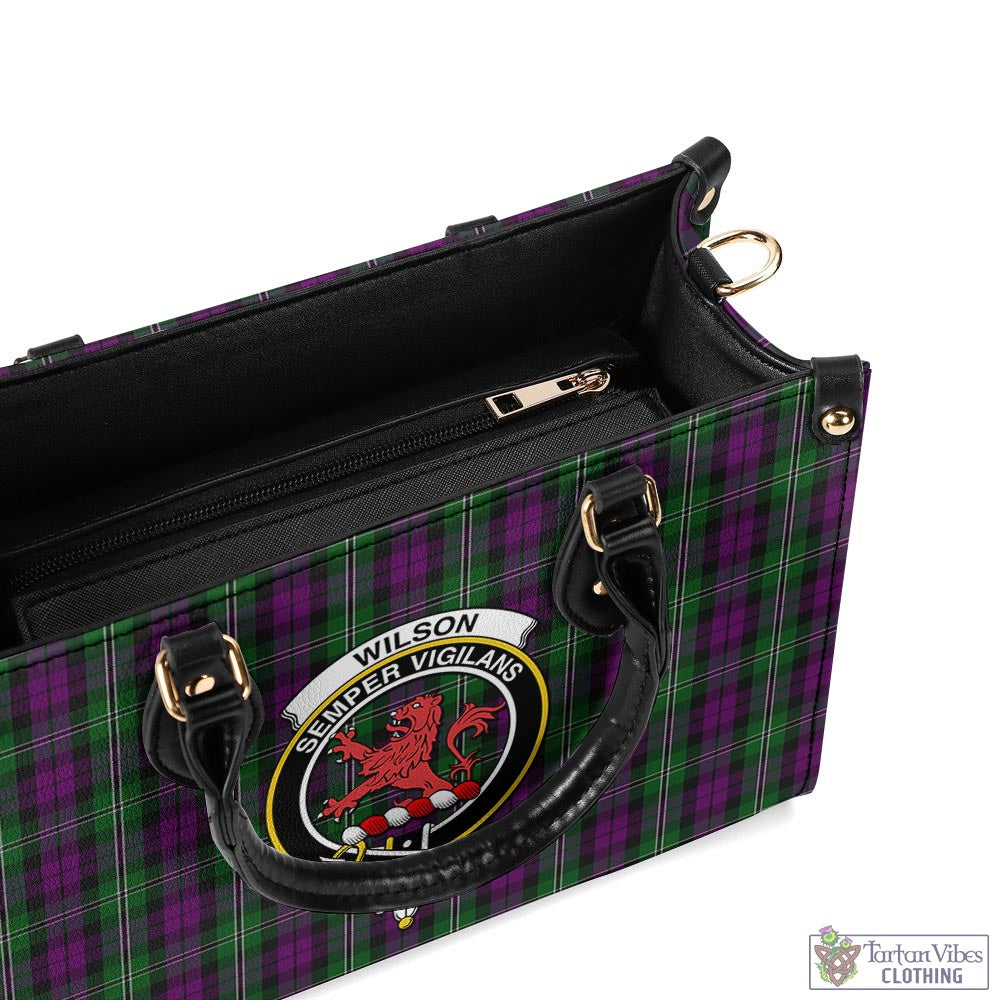 Tartan Vibes Clothing Wilson Tartan Luxury Leather Handbags with Family Crest