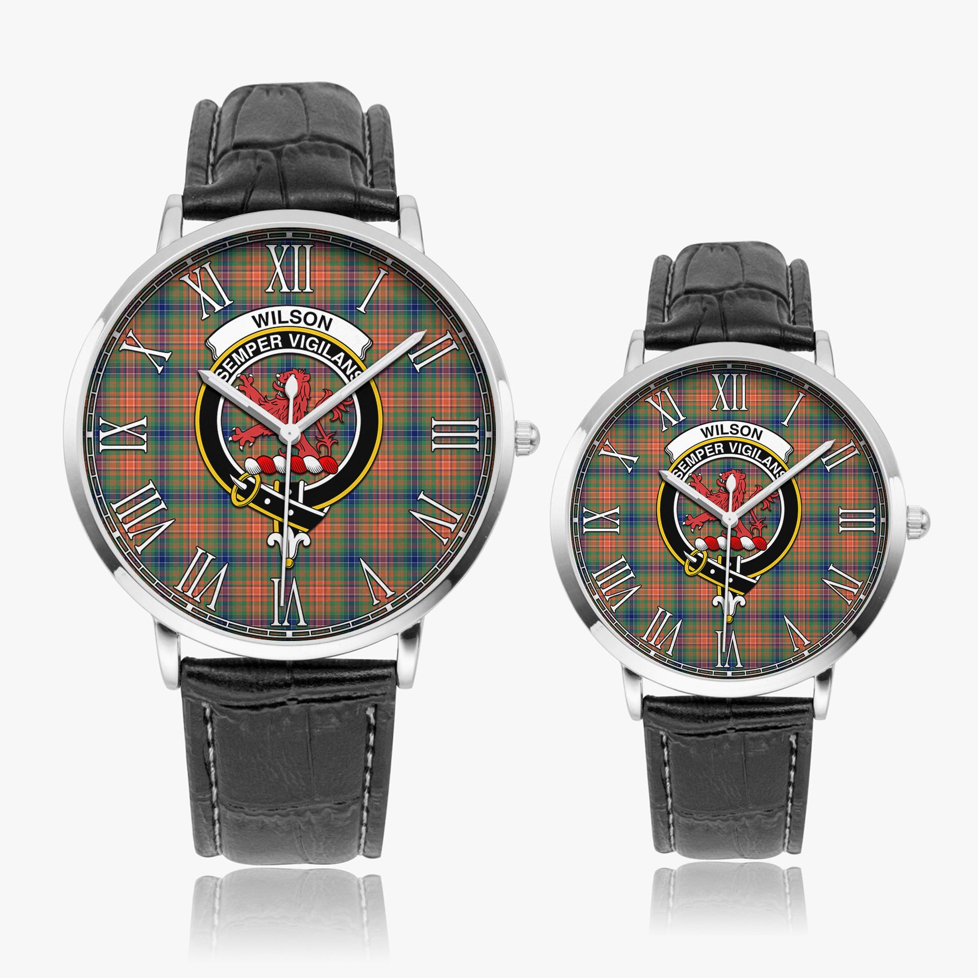 Wilson Ancient Tartan Family Crest Leather Strap Quartz Watch - Tartanvibesclothing