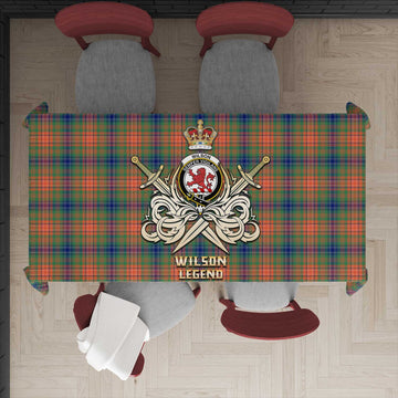Wilson Ancient Tartan Tablecloth with Clan Crest and the Golden Sword of Courageous Legacy