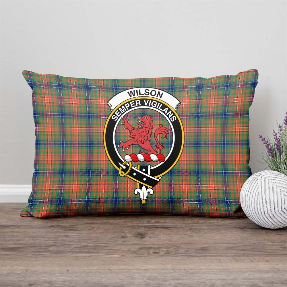 Wilson Ancient Tartan Pillow Cover with Family Crest Rectangle Pillow Cover - Tartanvibesclothing Shop