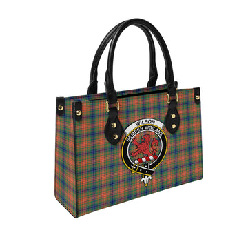 Wilson Ancient Tartan Leather Bag with Family Crest