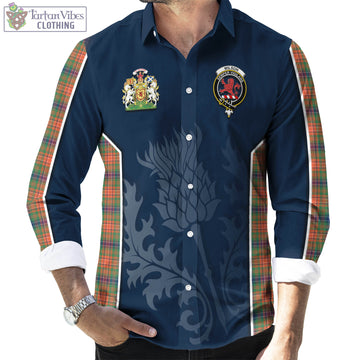 Wilson Ancient Tartan Long Sleeve Button Up Shirt with Family Crest and Scottish Thistle Vibes Sport Style
