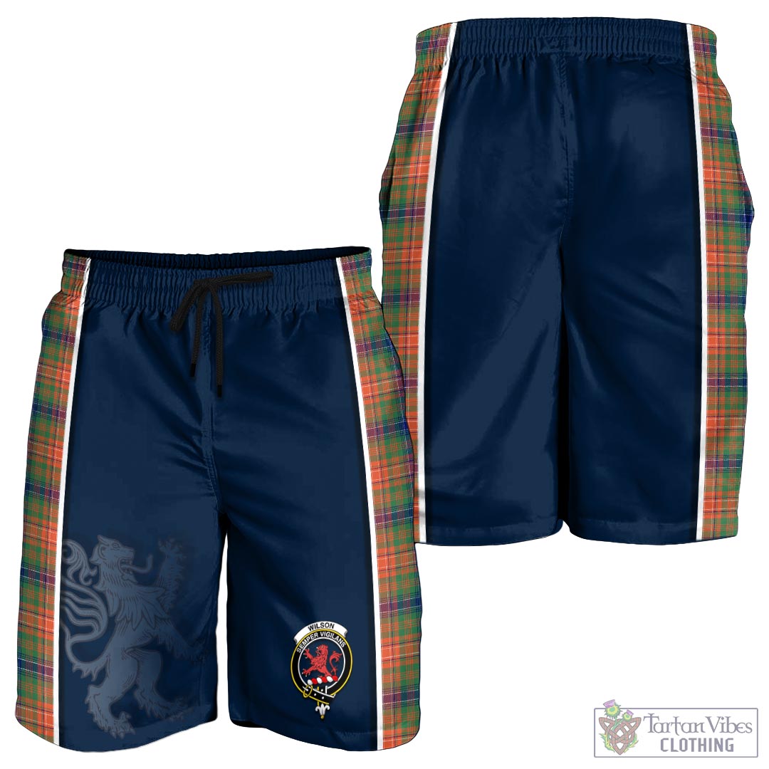Tartan Vibes Clothing Wilson Ancient Tartan Men's Shorts with Family Crest and Lion Rampant Vibes Sport Style
