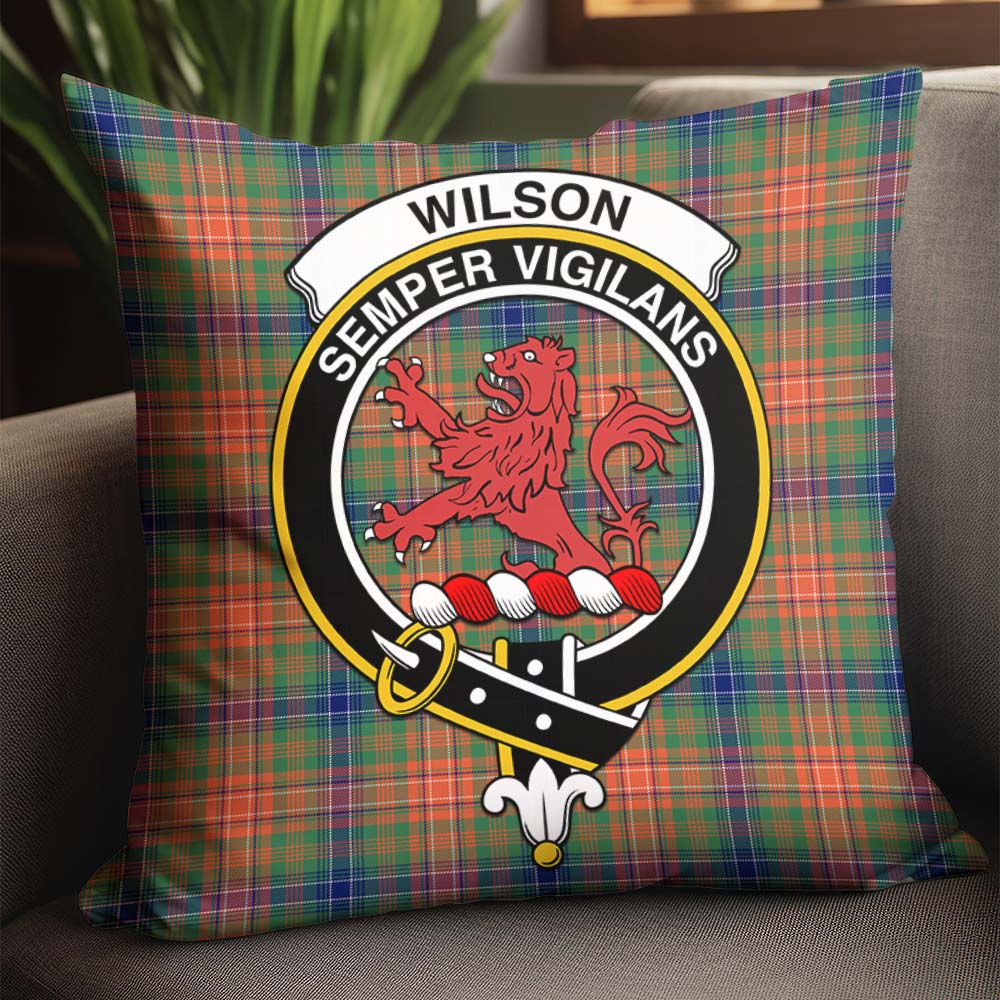 Wilson Ancient Tartan Pillow Cover with Family Crest - Tartanvibesclothing Shop