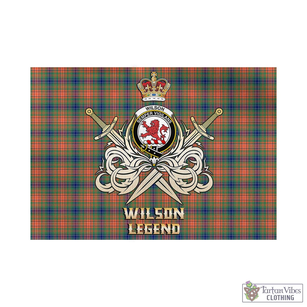 Tartan Vibes Clothing Wilson Ancient Tartan Flag with Clan Crest and the Golden Sword of Courageous Legacy