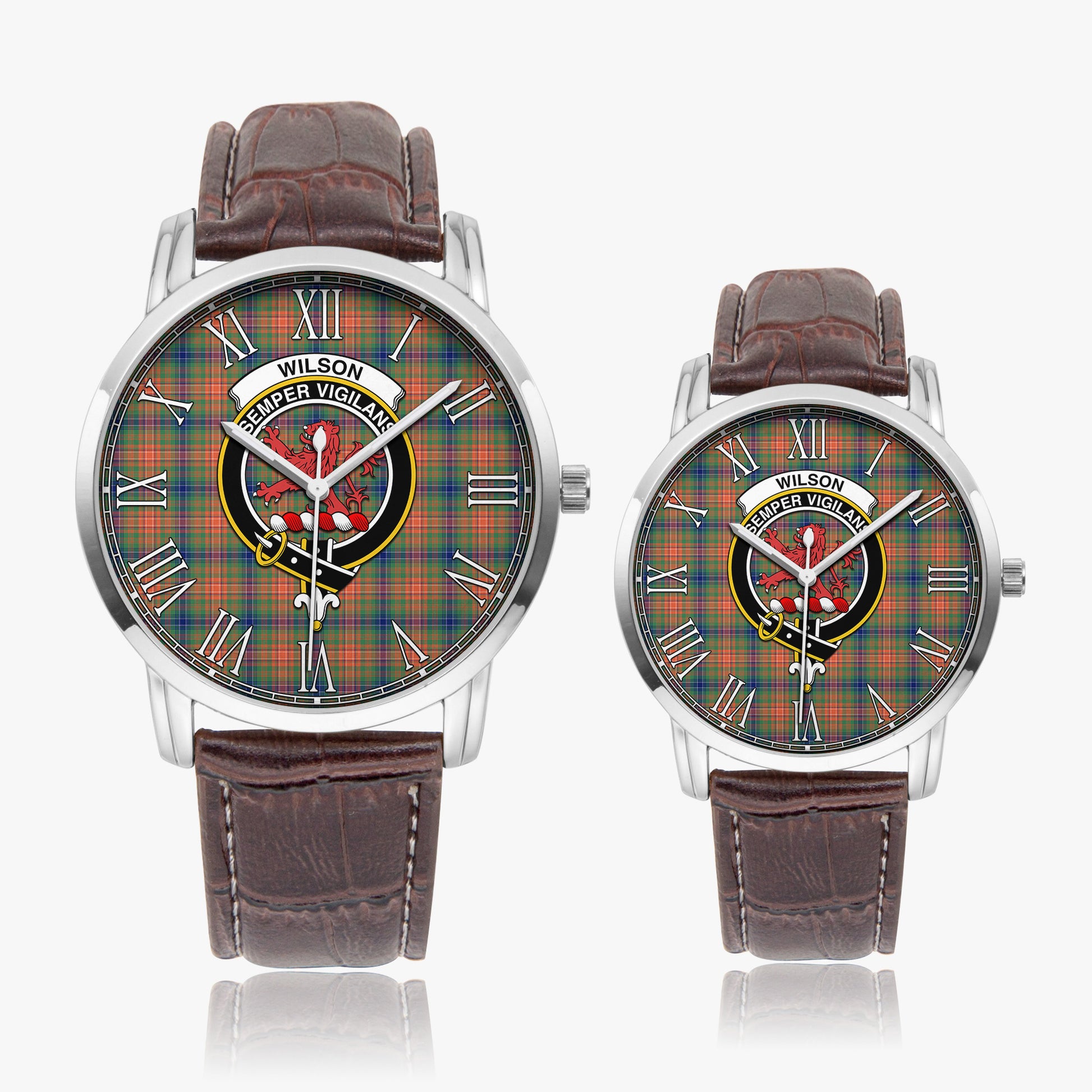 Wilson Ancient Tartan Family Crest Leather Strap Quartz Watch - Tartanvibesclothing